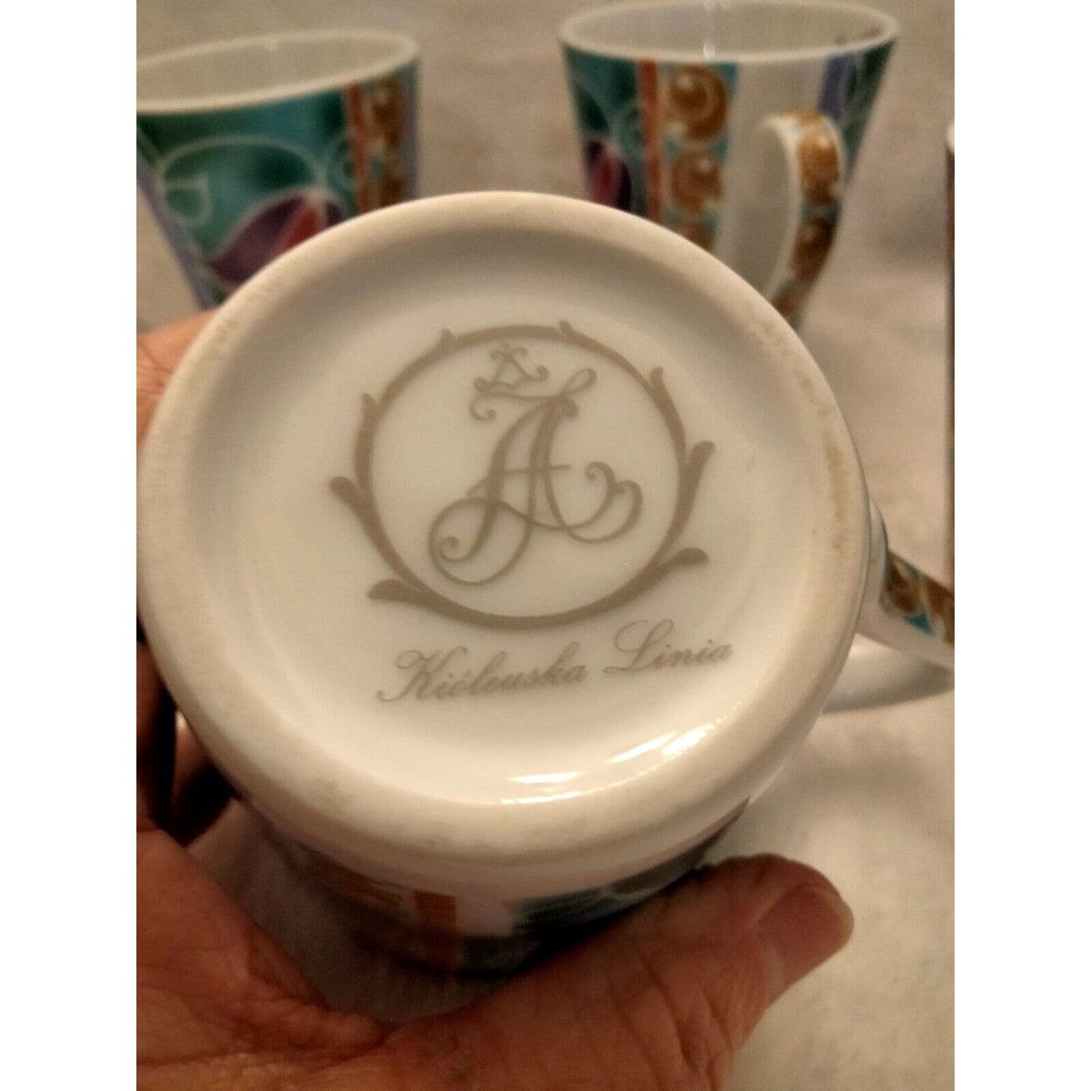 Rare Vintage Russian Art Deco Teacup Coffee Mug Set 4 Signed - Picture 9 of 9
